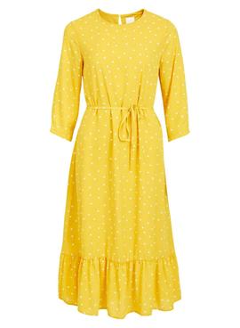 Vestido Vila Vidotties Amarillo Para Mujer