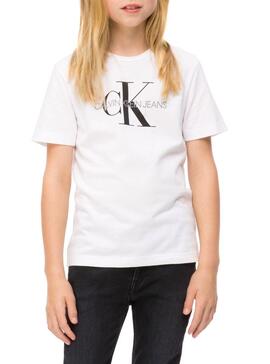 Camiseta Calvin Klein Monogram Logo Blanco Niña