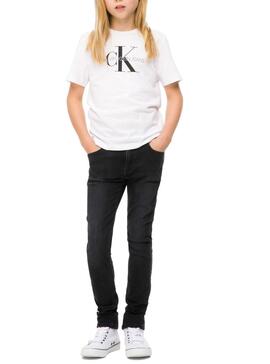 Camiseta Calvin Klein Monogram Logo Blanco Niña