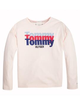 Camiseta Tommy Hilfiger Tripple Rosa Nina