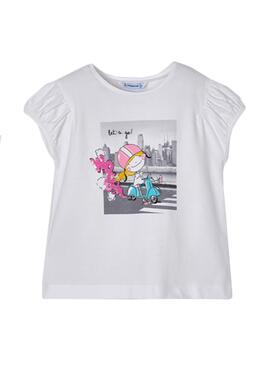 Camiseta Mayoral Moto Blanca para Niña