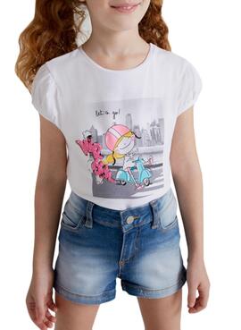 Camiseta Mayoral Moto Blanca para Niña