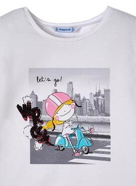 Camiseta Mayoral Moto Blanca para Niña