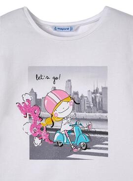 Camiseta Mayoral Moto Blanca para Niña