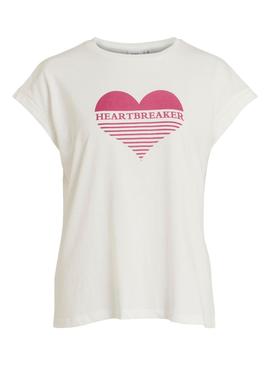 Camiseta Vila Dreamia Heartbreacker Blanca Mujer