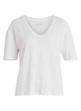 Camiseta Vila Oina Cuello V Blanca para Mujer
