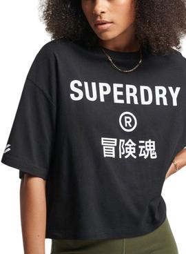 Camiseta Superdry Code Core Sport Negra para Mujer