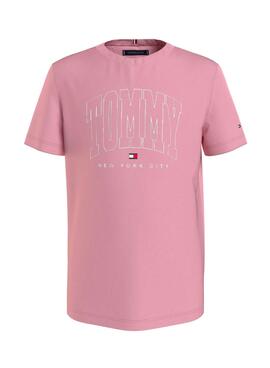 Camiseta Tommy Hilfiger Bold Varsity Rosa Niño