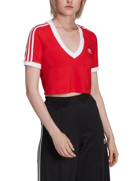 Misterioso Iluminar Cromático Camiseta Adidas Cropped Roja Para Mujer