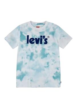 Camiseta Levis Tie Dye Azul y Blanco para Niño