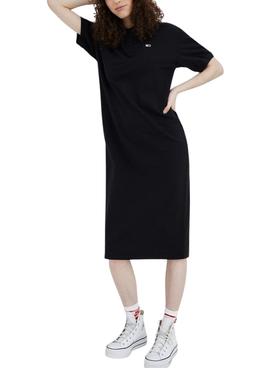 Vestido Tommy Jeans Solid Strech Negro Para Mujer