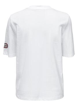 Camiseta Only Kina Athletic Blanca Para Mujer