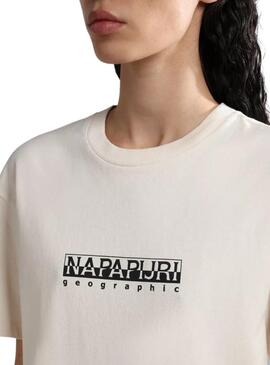 Camiseta Napapijri S Box Beige Para Mujer