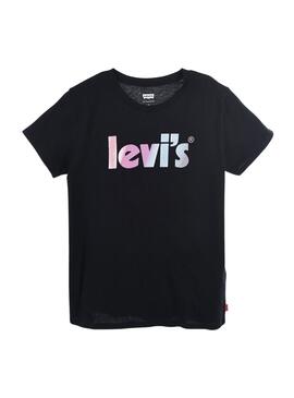 Camiseta Levis Poster Logo Negra Para Niña