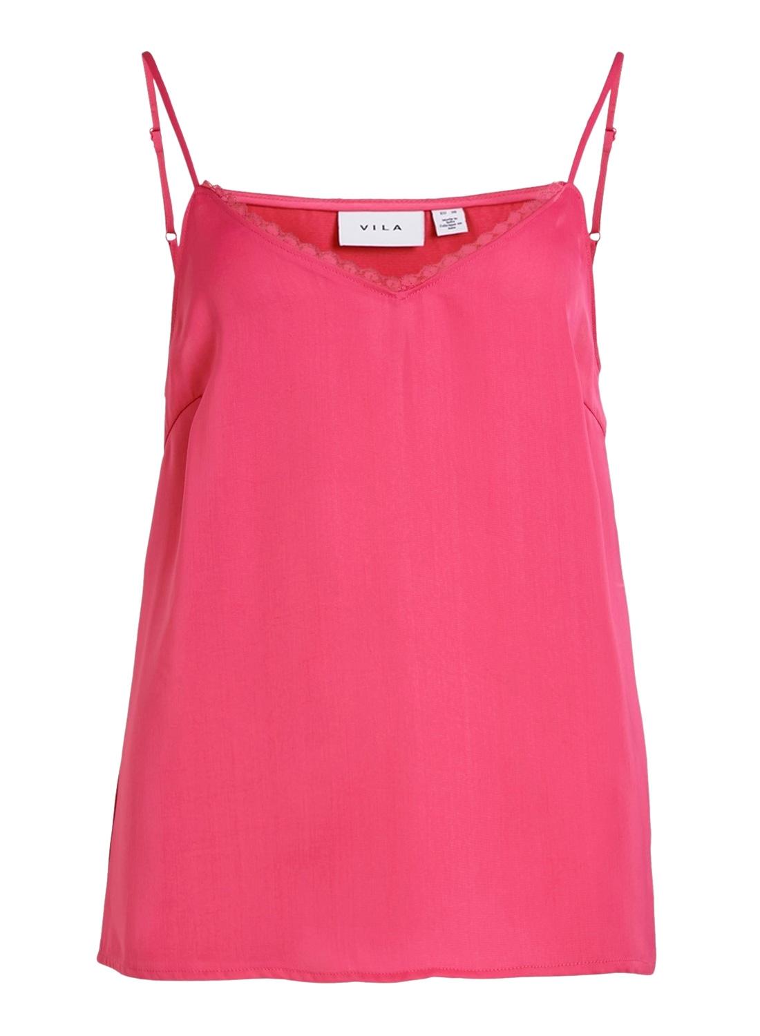 Top Fucsia con Cuello en V, VILA, Mujer