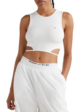 Top Tommy Jeans Flag Blanco para Mujer