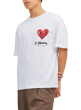 Camiseta Jack and Jones Keith Haring Blanco Hombre