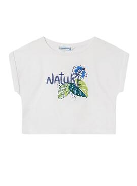 Camiseta Mayoral Bordado Nature Blanco para Niña