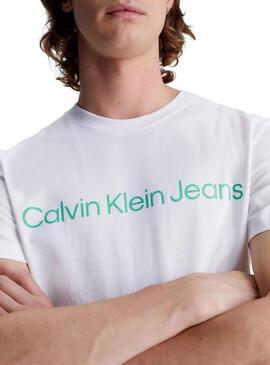 Camiseta Calvin Klein Logo Slim Blanco para Hombre 