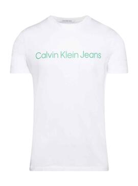 Camiseta Calvin Klein Logo Slim Blanco para Hombre 