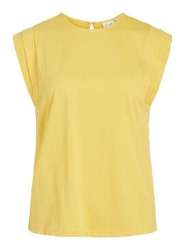 Camiseta Vila Visinata Top Amarillo para Mujer