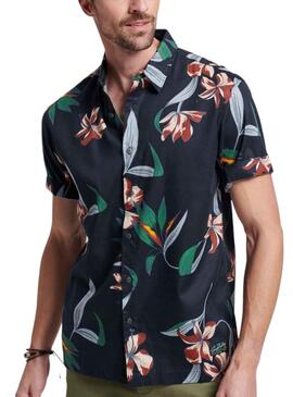 Camisa Superdry Hawaiian Marino para Hombre