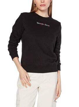 Sudadera Tommy Jeans Linear Serif Negro Mujer