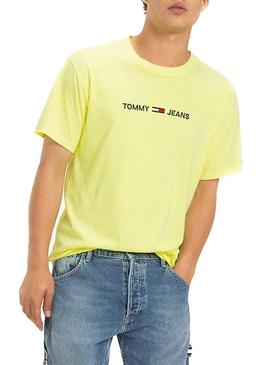 Camiseta Tommy Jeans Small Text Amarillo Hombre