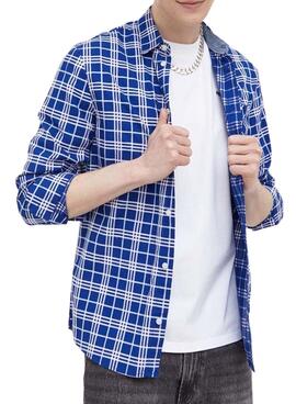 Camisa Tommy Jeans Small Check Azul para Hombre