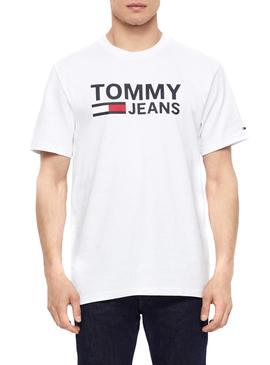 Camiseta Tommy Jeans Logo Blanco Hombre
