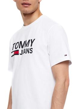 Camiseta Tommy Jeans Logo Blanco Hombre