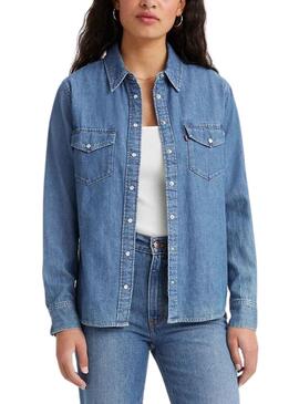 Camisa Levis Iconic Western Essential Azul Mujer