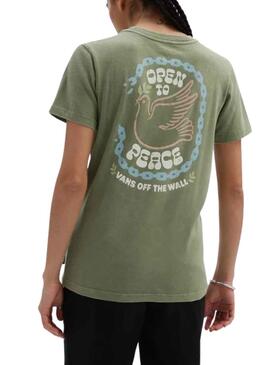 Camiseta Vans Open to Peace Verde para Mujer