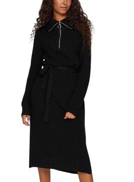 Vestido Vila Viril Half Zipper Negro para Mujer
