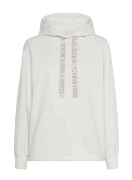 Sudadera Calvin Klein Logo Drawcord Capucha Beige