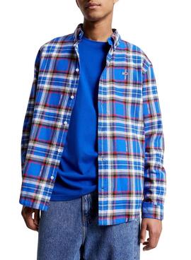 Camisa Tommy Jeans Relaxed Check Azul Hombre