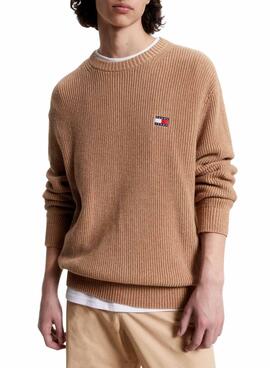 Jersey Tommy Jeans Tonal XS Badge Camel Hombre