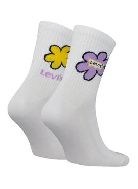 Pack 2 Calcetines Levis Flower Blanco Mujer