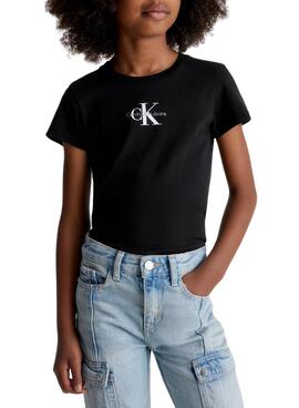 Camiseta Calvin Klein Micro Monogram Negro Niña