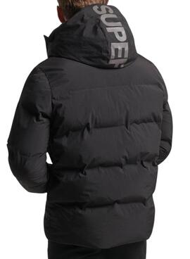 Chaqueta Superdry Hooded Boxy Puffer Negro Hombre