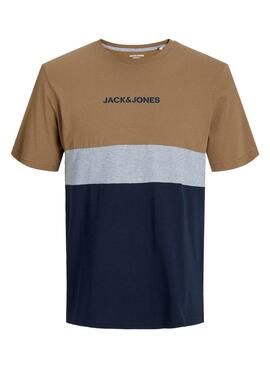 Camiseta Jack and Jones Eired Block Marrón Hombre