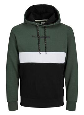 Sudadera Jack and Jones Reid Block Verde Hombre 