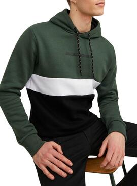 Sudadera Jack and Jones Reid Block Verde Hombre 