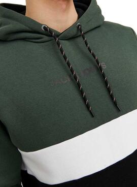 Sudadera Jack and Jones Reid Block Verde Hombre 