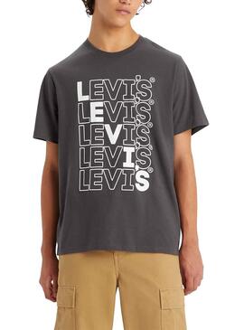 Camiseta Levis Relaxed Gris Para Hombre