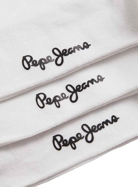 Pack 3 Calcetines Pepe Jeans Ribetes Blanco Mujer