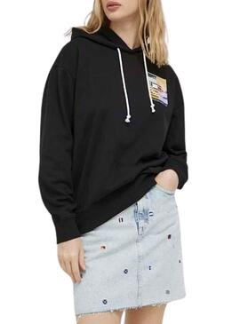 Sudadera Tommy Jeans Relaxed Luxe Negro Mujer