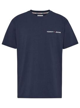 Camiseta Tommy Jeans Linear Marino Para Hombre