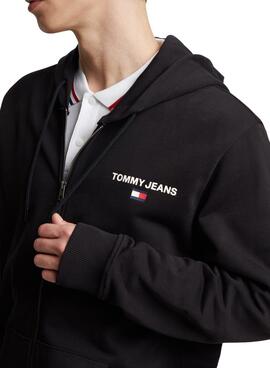 Sudadera Tommy Jeans Reg Entry Zip Negro Hombre