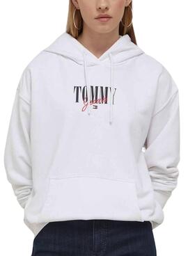 Sudadera Tommy Jeans Essential Logo 1 Blanco Mujer